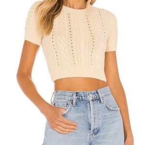 Free People Short Sweet Cable Knit Crop Top
